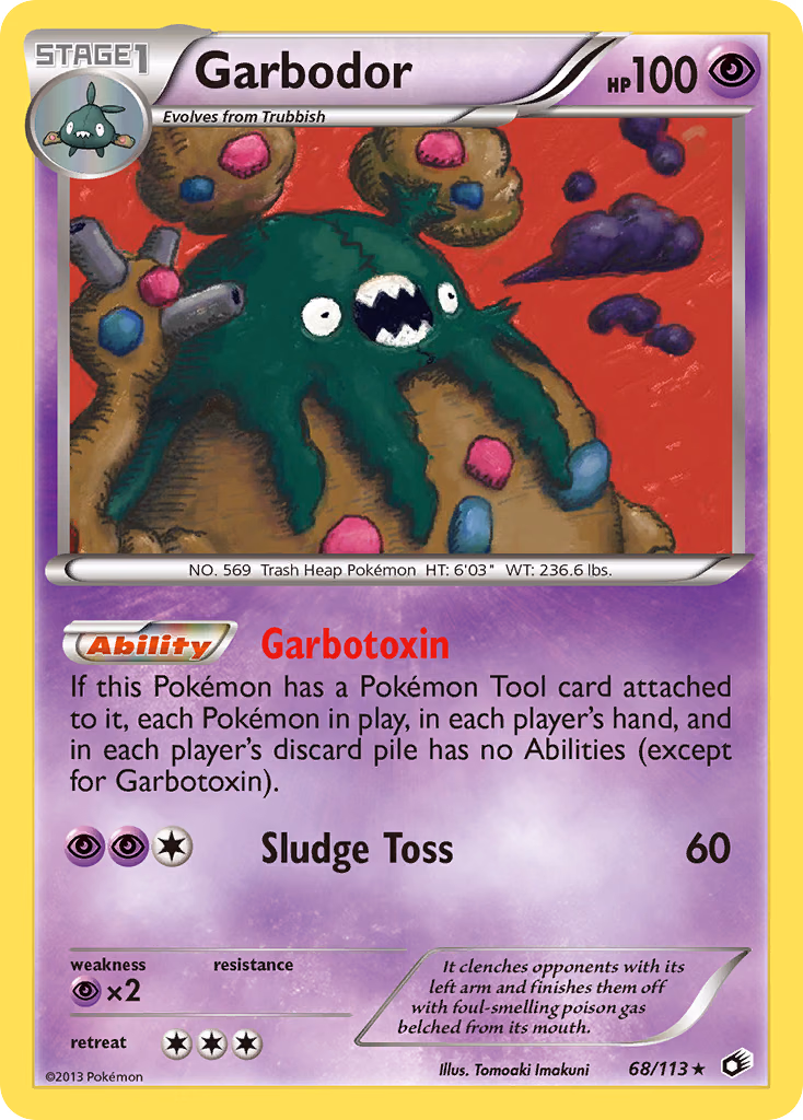 Garbodor Pokemon card (68/113, Legendary Treasures)