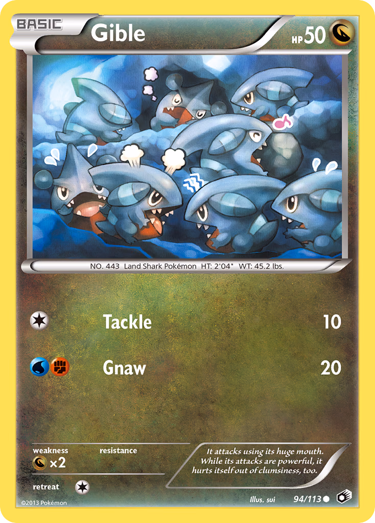 Gible Pokemon card (94/113, Legendary Treasures)