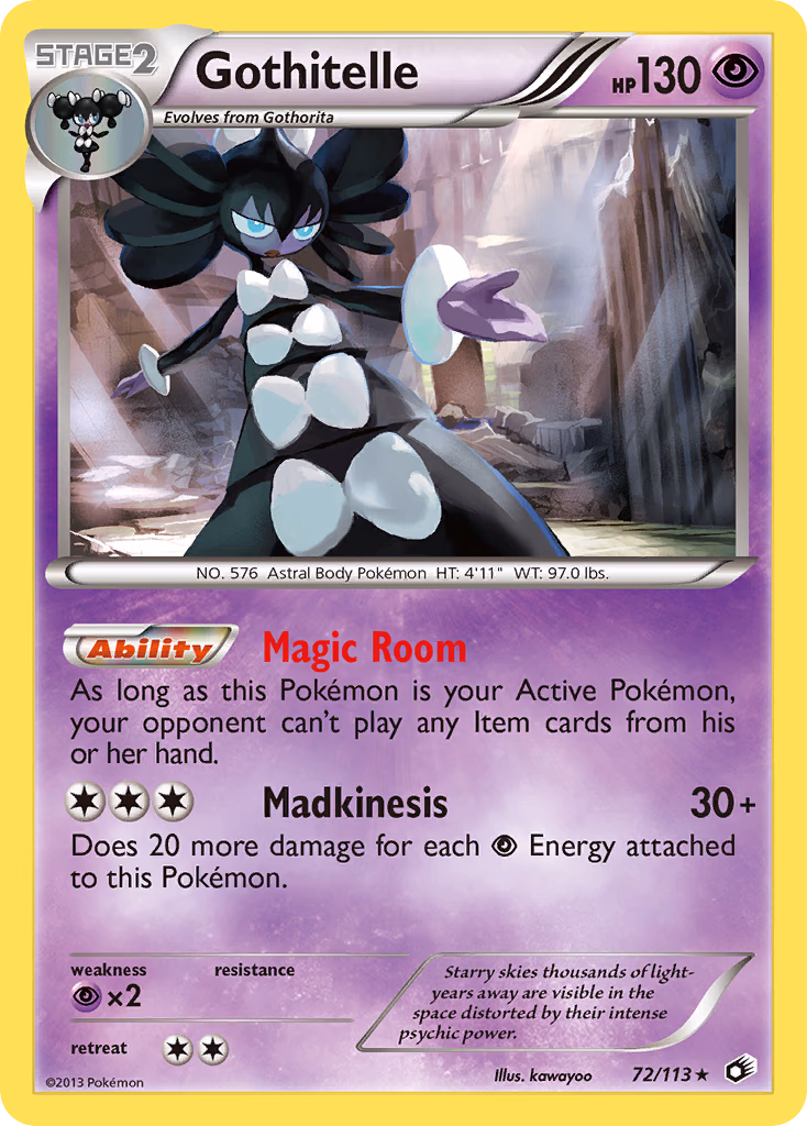 Gothitelle Pokemon card (72/113, Legendary Treasures)