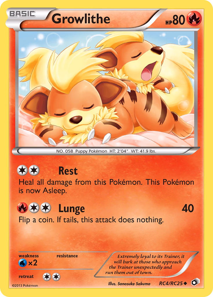Growlithe Pokemon card (RC4/RC25, Legendary Treasures)