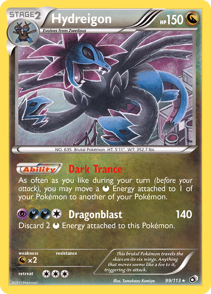 Hydreigon Pokemon card (99/113, Legendary Treasures)