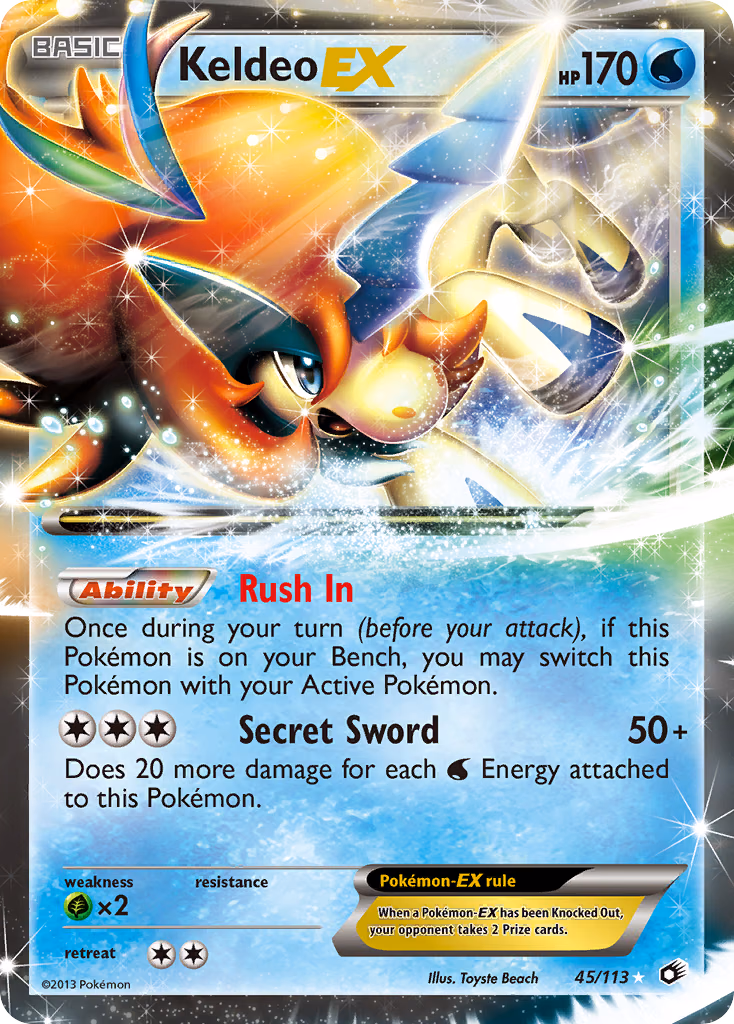 Keldeo-EX Pokemon card (45/113, Legendary Treasures)