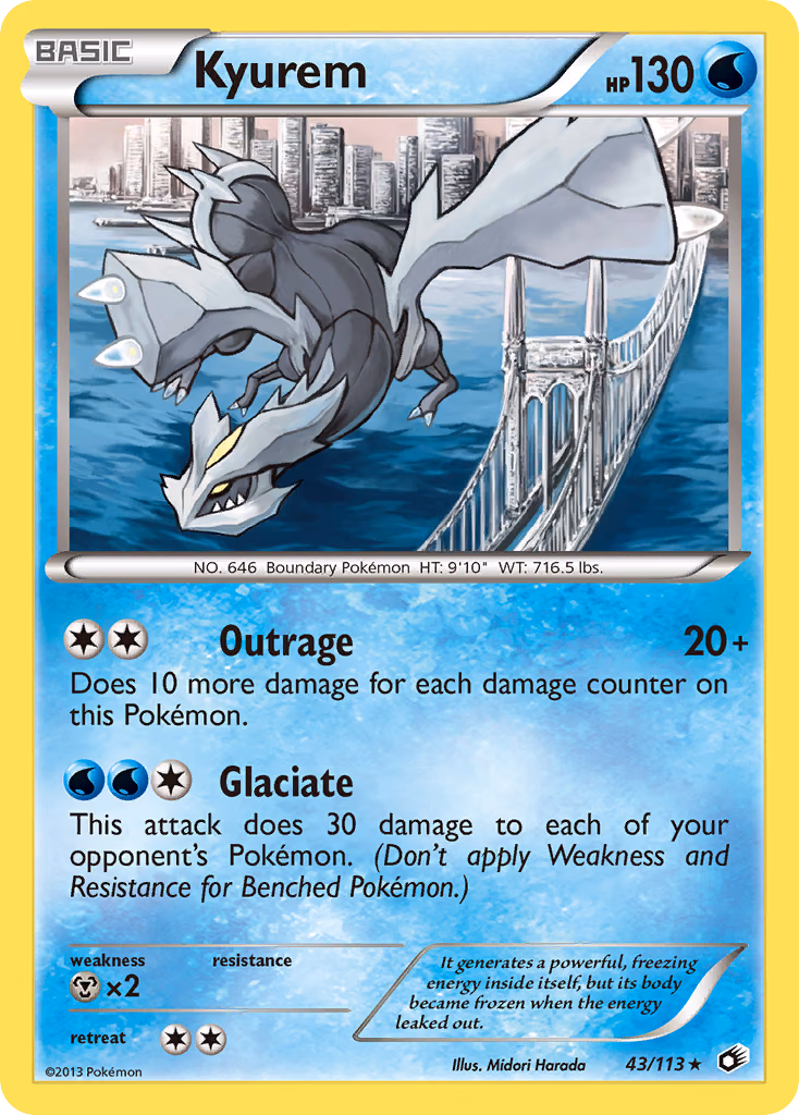 Kyurem Pokemon card (43/113, Legendary Treasures)