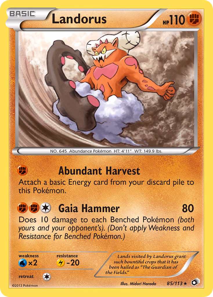 Landorus Pokemon card (85/113, Legendary Treasures)