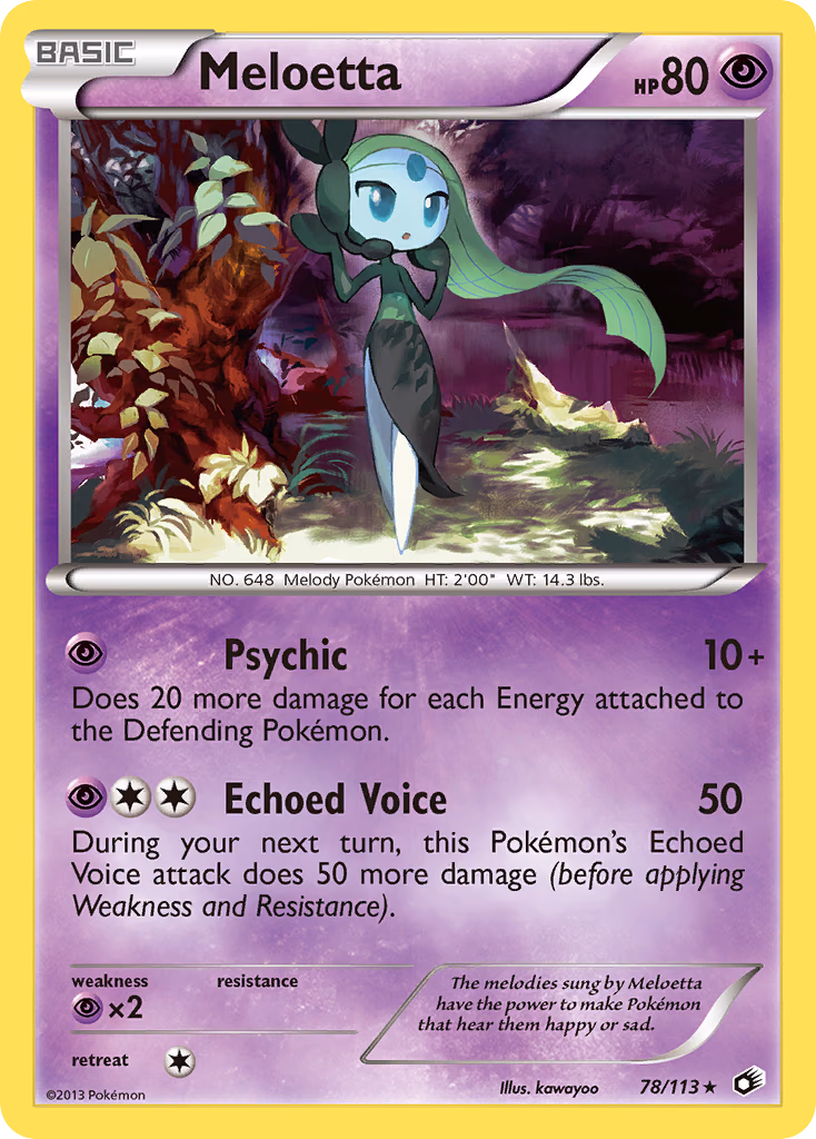Meloetta Pokemon card (78/113, Legendary Treasures)