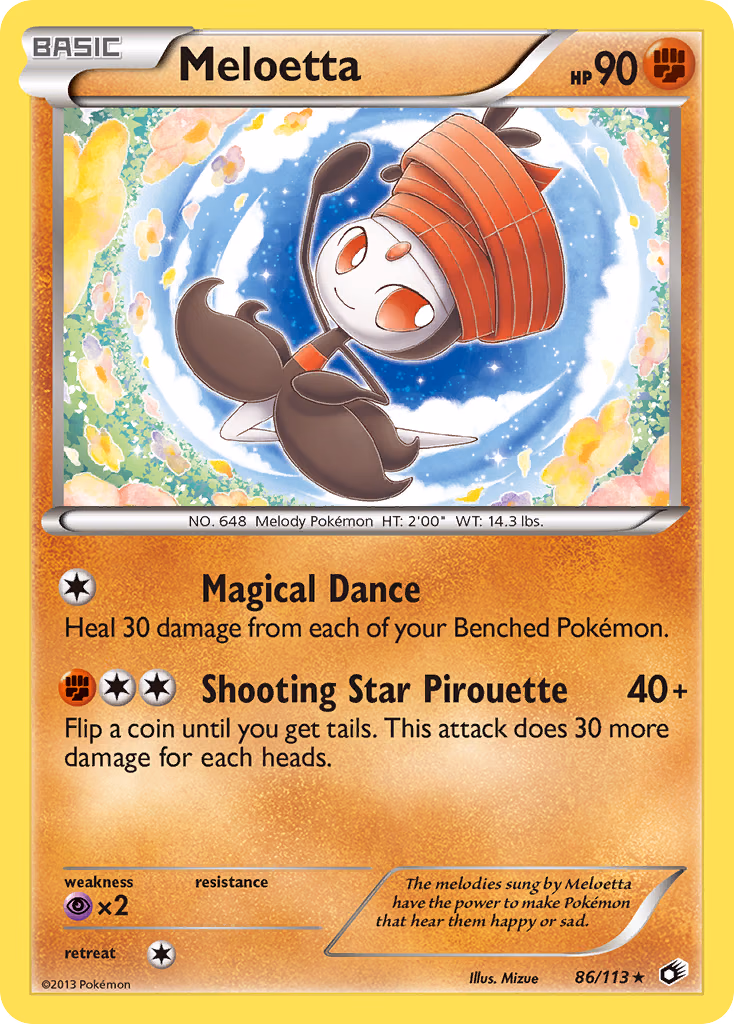 Meloetta Pokemon card (86/113, Legendary Treasures)