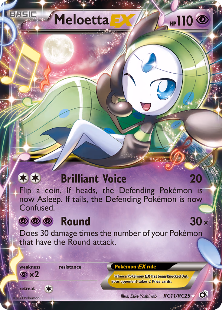 Meloetta-EX Pokemon card (RC11/RC25, Legendary Treasures)