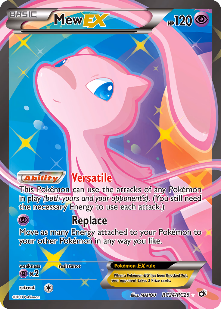 Mew-EX Pokemon card (RC24/RC25, Legendary Treasures)