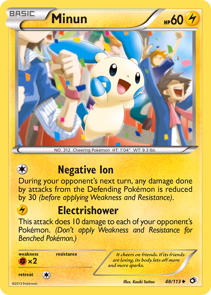 Minun Pokemon card (48/113, Legendary Treasures)