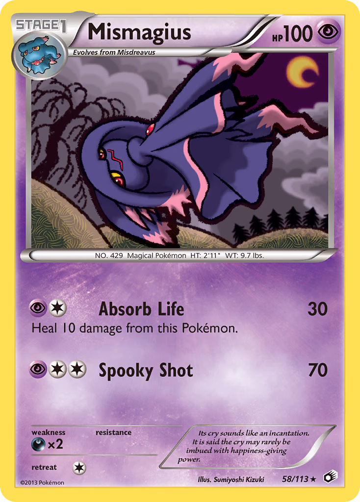 Mismagius Pokemon card (58/113, Legendary Treasures)