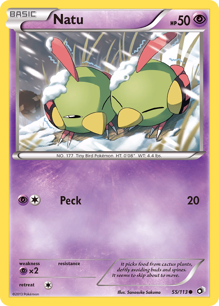Natu Pokemon card (55/113, Legendary Treasures)