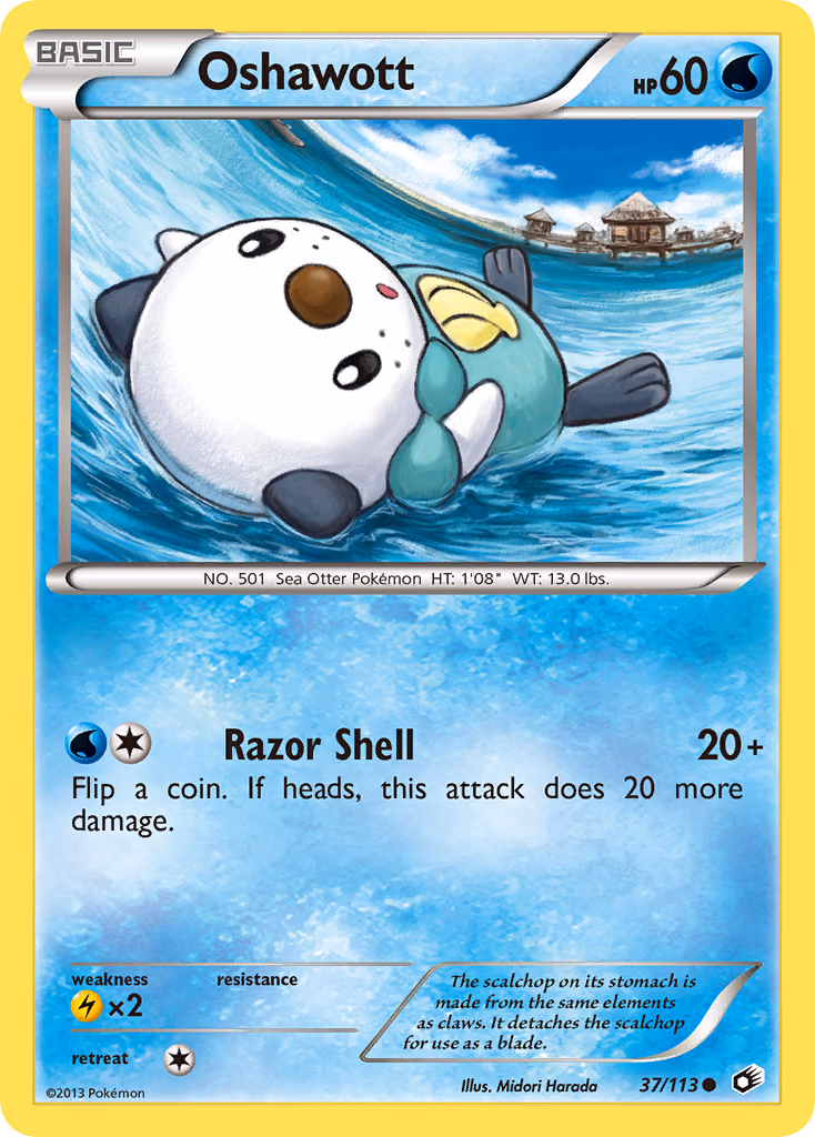 Oshawott Pokemon card (37/113, Legendary Treasures)