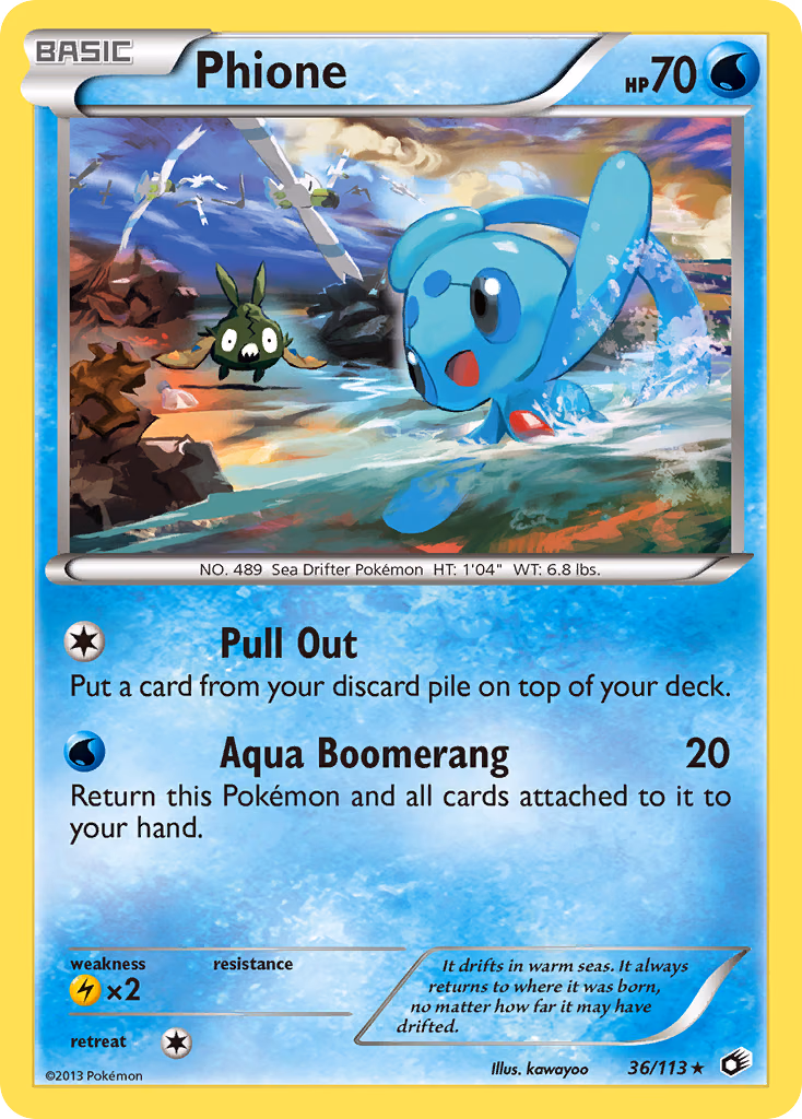 Phione Pokemon card (36/113, Legendary Treasures)