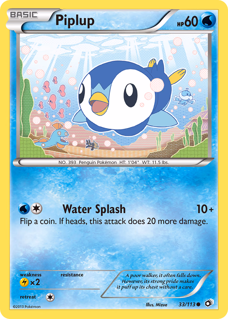 Piplup Pokemon card (33/113, Legendary Treasures)