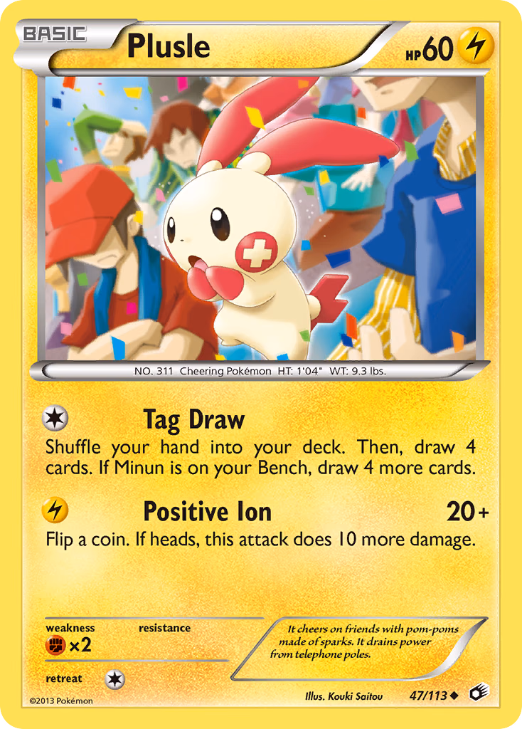 Plusle Pokemon card (47/113, Legendary Treasures)
