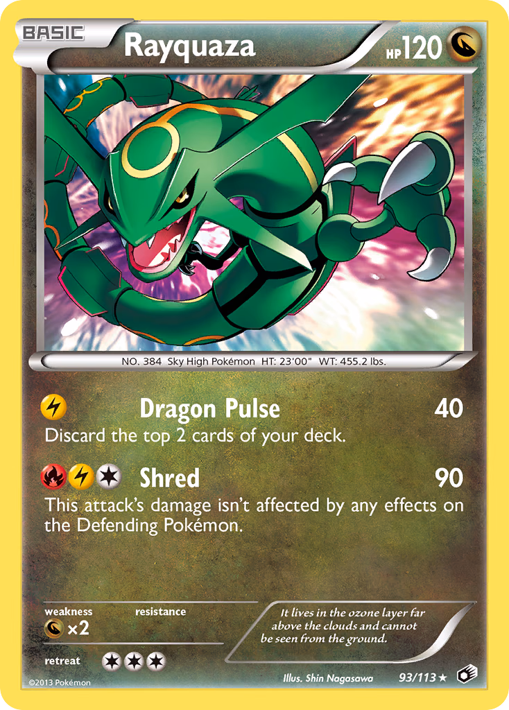 Rayquaza Pokemon card (93/113, Legendary Treasures)