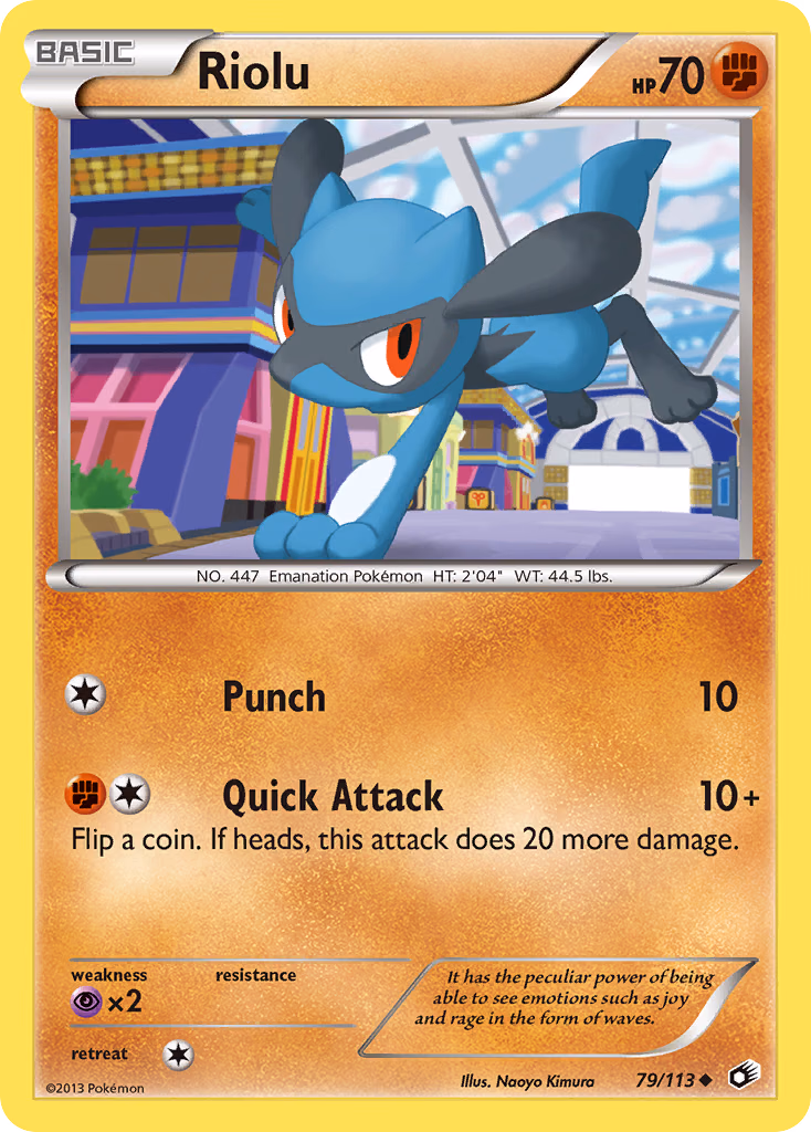 Riolu Pokemon card (79/113, Legendary Treasures)