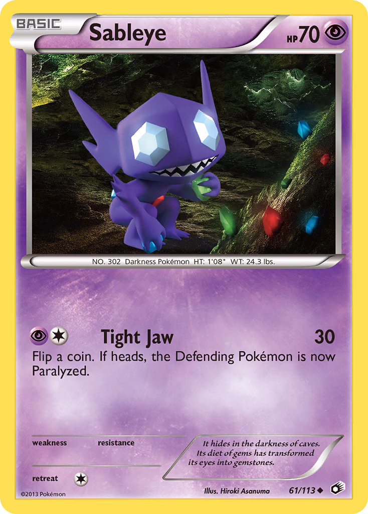 Sableye Pokemon card (61/113, Legendary Treasures)