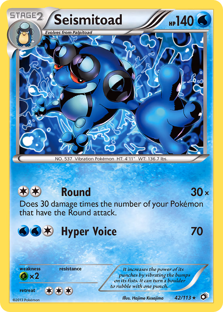 Seismitoad Pokemon card (42/113, Legendary Treasures)