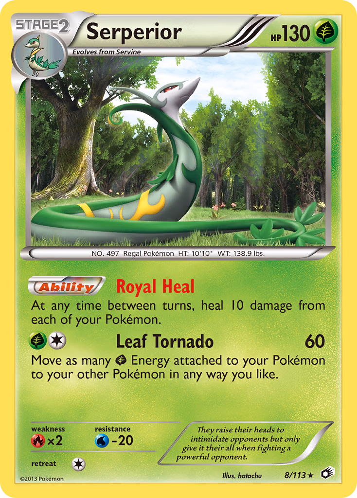 Serperior Pokemon card (8/113, Legendary Treasures)