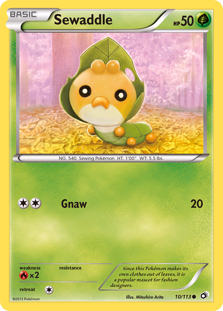 Sewaddle Pokemon card (10/113, Legendary Treasures)