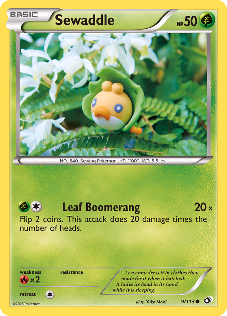 Sewaddle Pokemon card (9/113, Legendary Treasures)