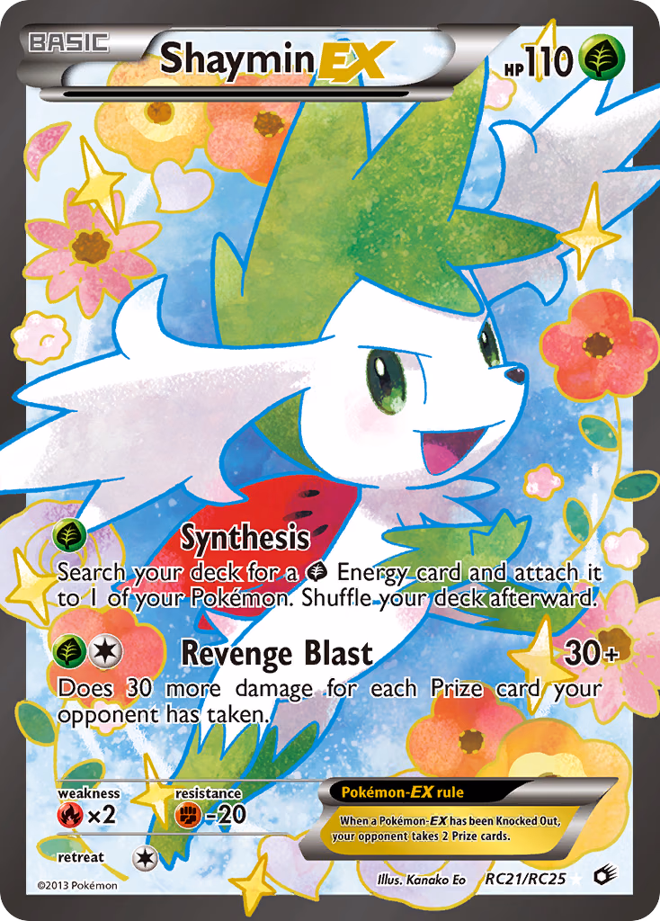 Shaymin-EX Pokemon card (RC21/RC25, Legendary Treasures)