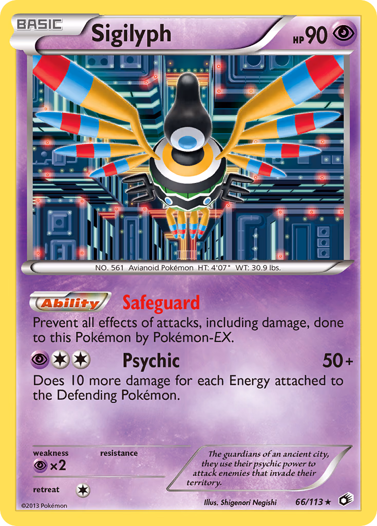 Sigilyph Pokemon card (66/113, Legendary Treasures)