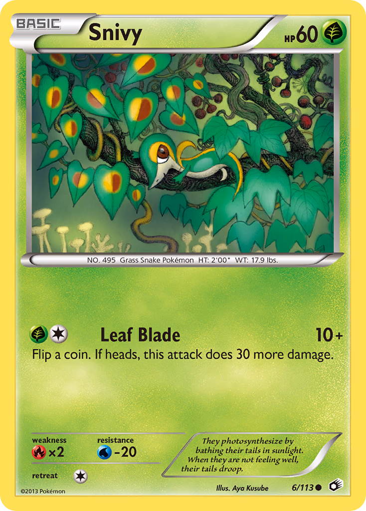 Snivy Pokemon card (6/113, Legendary Treasures)