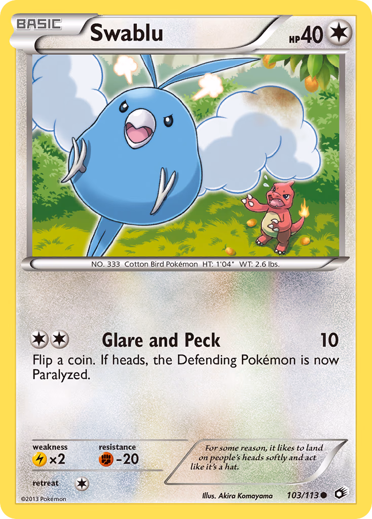 Swablu Pokemon card (103/113, Legendary Treasures)