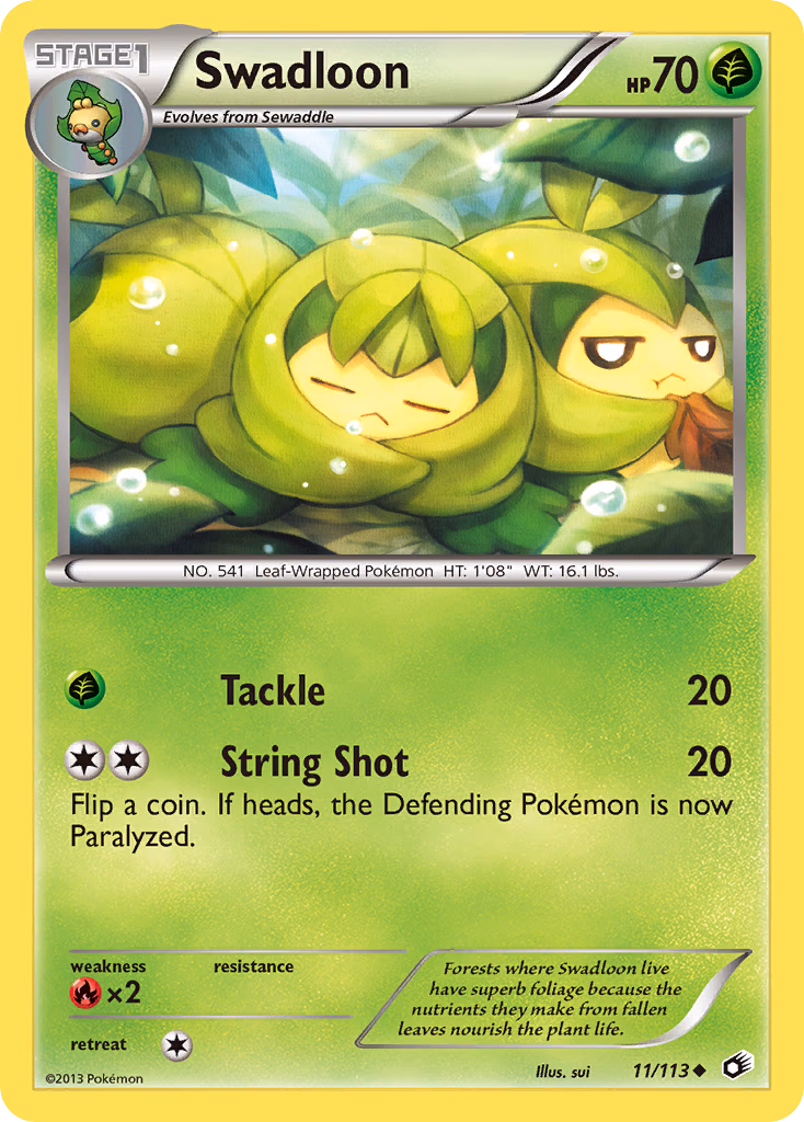 Swadloon Pokemon card (11/113, Legendary Treasures)