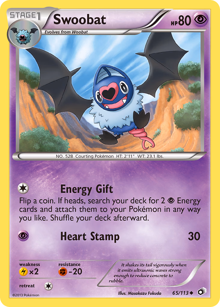 Swoobat Pokemon card (65/113, Legendary Treasures)