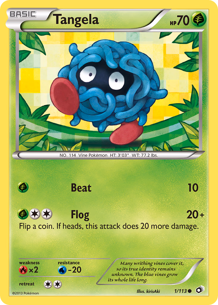 Tangela Pokemon card (1/113, Legendary Treasures)