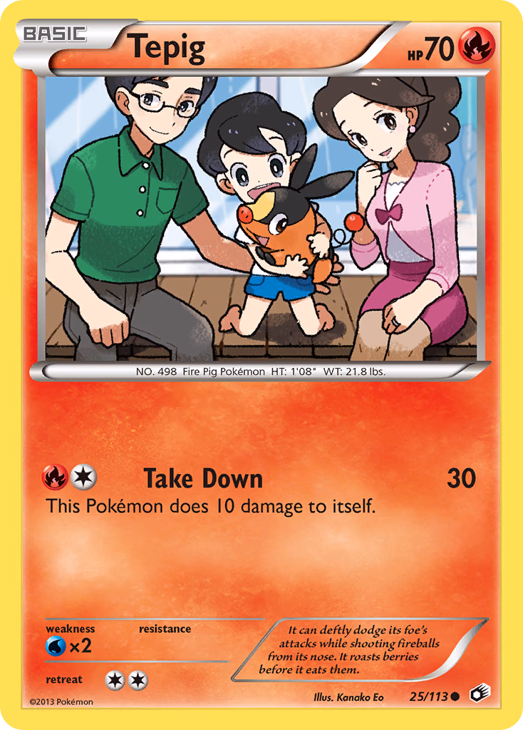 Tepig Pokemon card (25/113, Legendary Treasures)