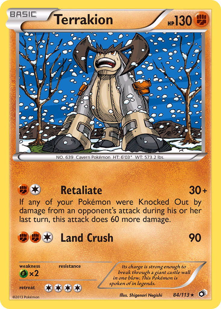 Terrakion Pokemon card (84/113, Legendary Treasures)