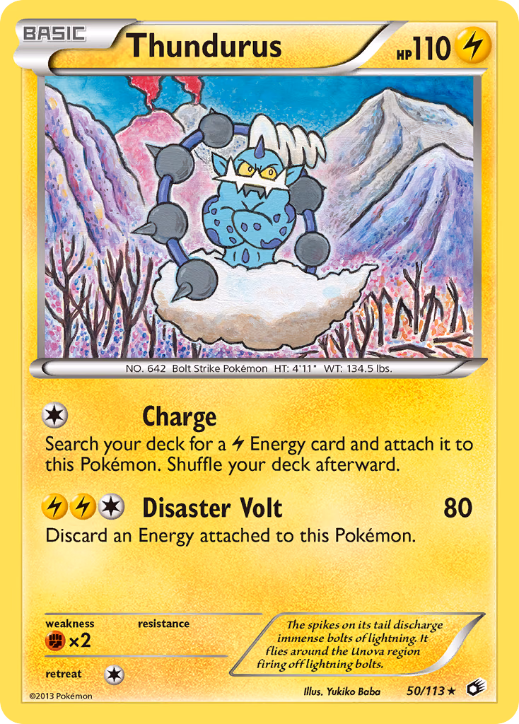Thundurus Pokemon card (50/113, Legendary Treasures)
