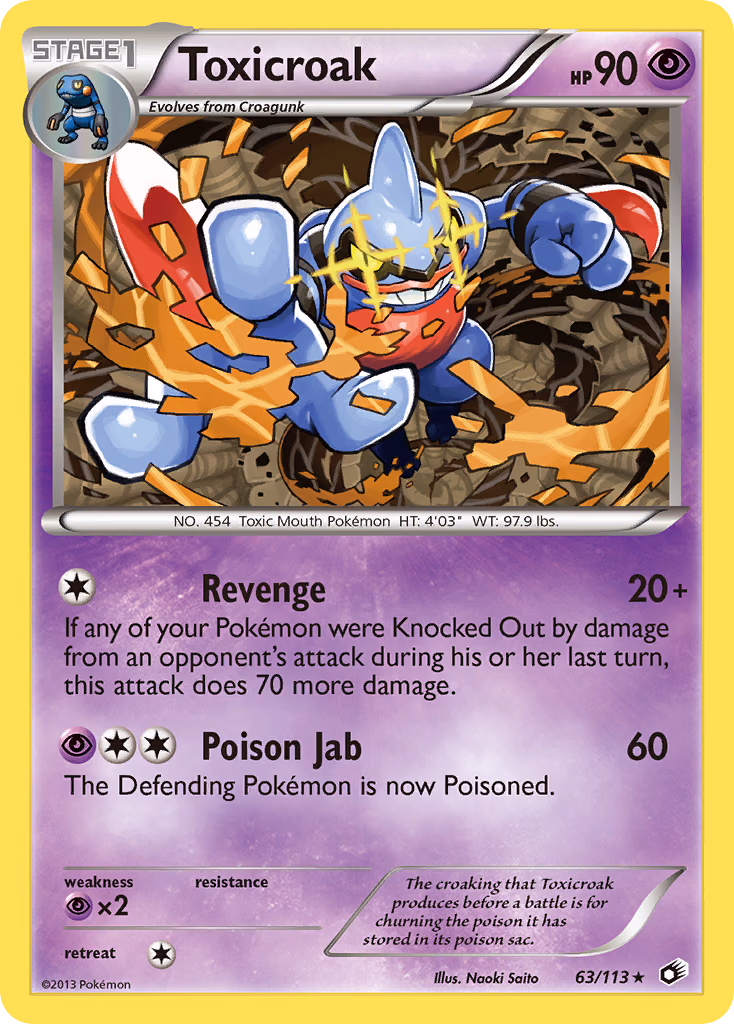 Toxicroak Pokemon card (63/113, Legendary Treasures)