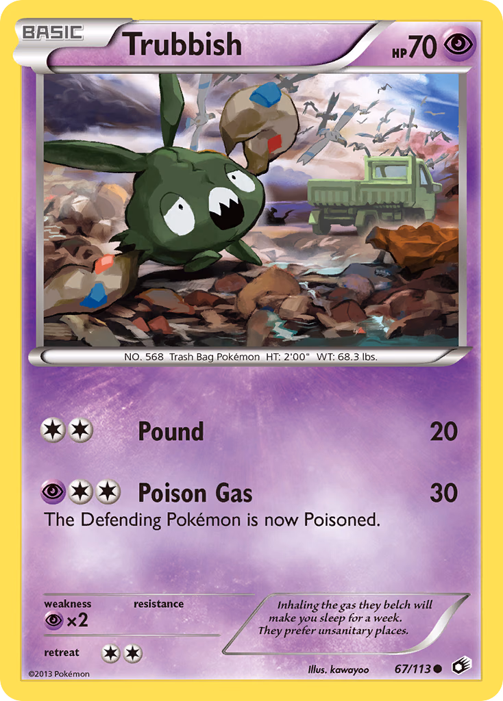 Trubbish Pokemon card (67/113, Legendary Treasures)