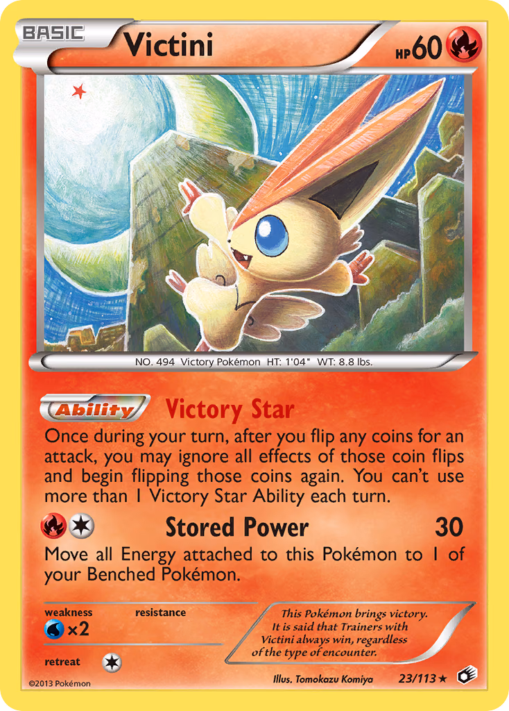 Victini Pokemon card (23/113, Legendary Treasures)