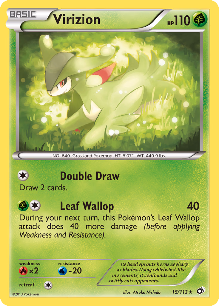 Virizion Pokemon card (15/113, Legendary Treasures)