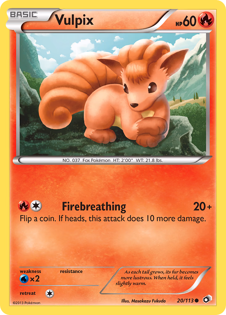 Vulpix Pokemon card (20/113, Legendary Treasures)