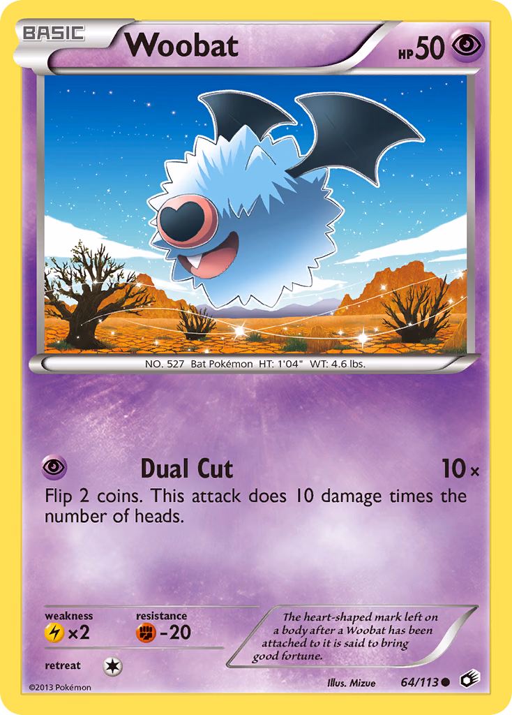 Woobat Pokemon card (64/113, Legendary Treasures)