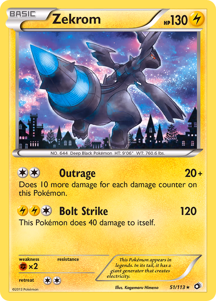 Zekrom Pokemon card (51/113, Legendary Treasures)