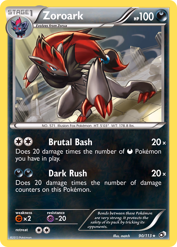 Zoroark Pokemon card (90/113, Legendary Treasures)