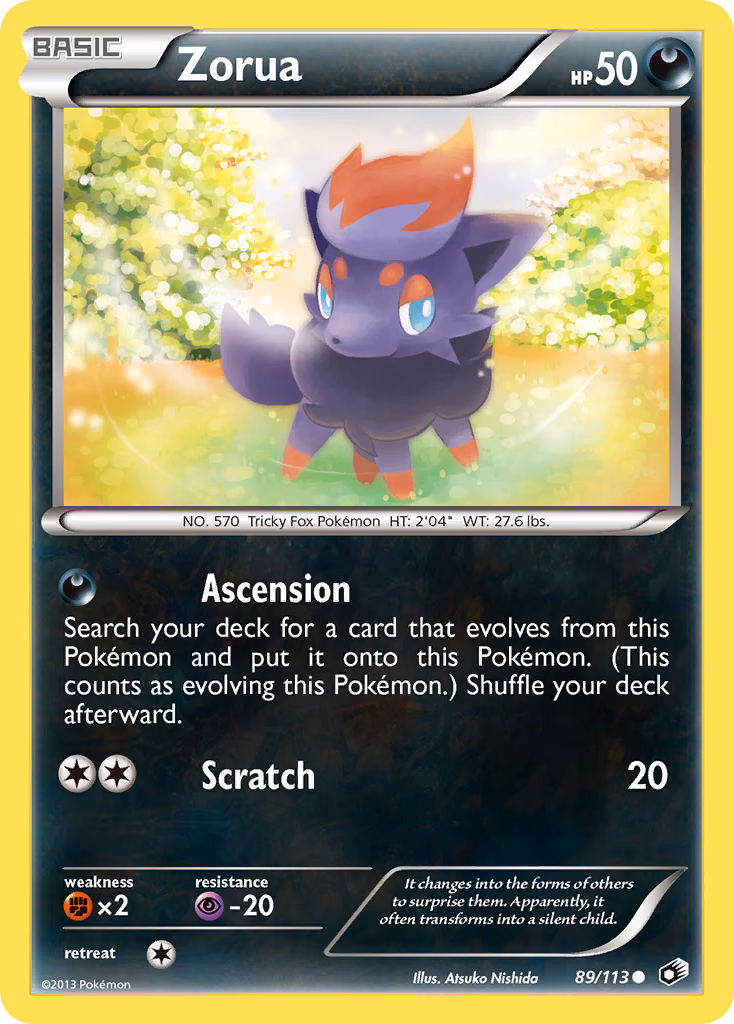 Zorua Pokemon card (89/113, Legendary Treasures)