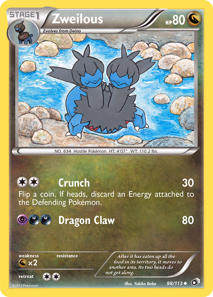 Zweilous Pokemon card (98/113, Legendary Treasures)