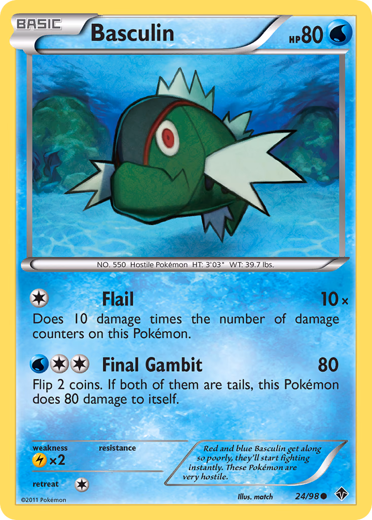 Basculin Pokemon card (24/98, Emerging Powers)