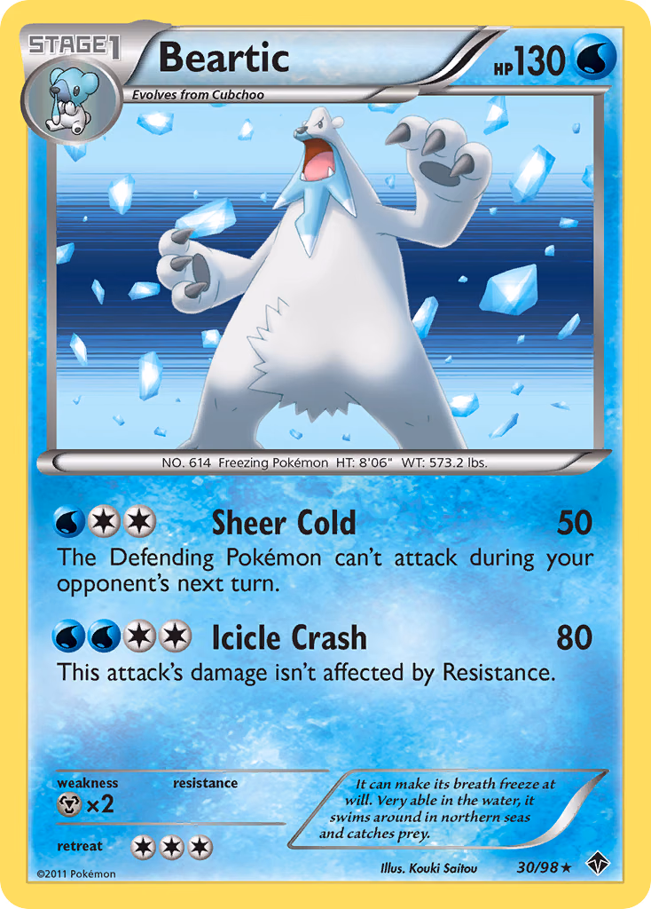 Beartic Pokemon card (30/98, Emerging Powers)