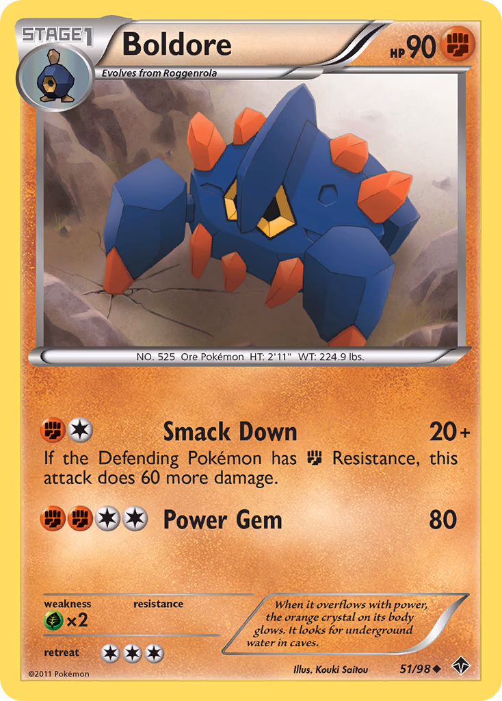 Boldore Pokemon card (51/98, Emerging Powers)