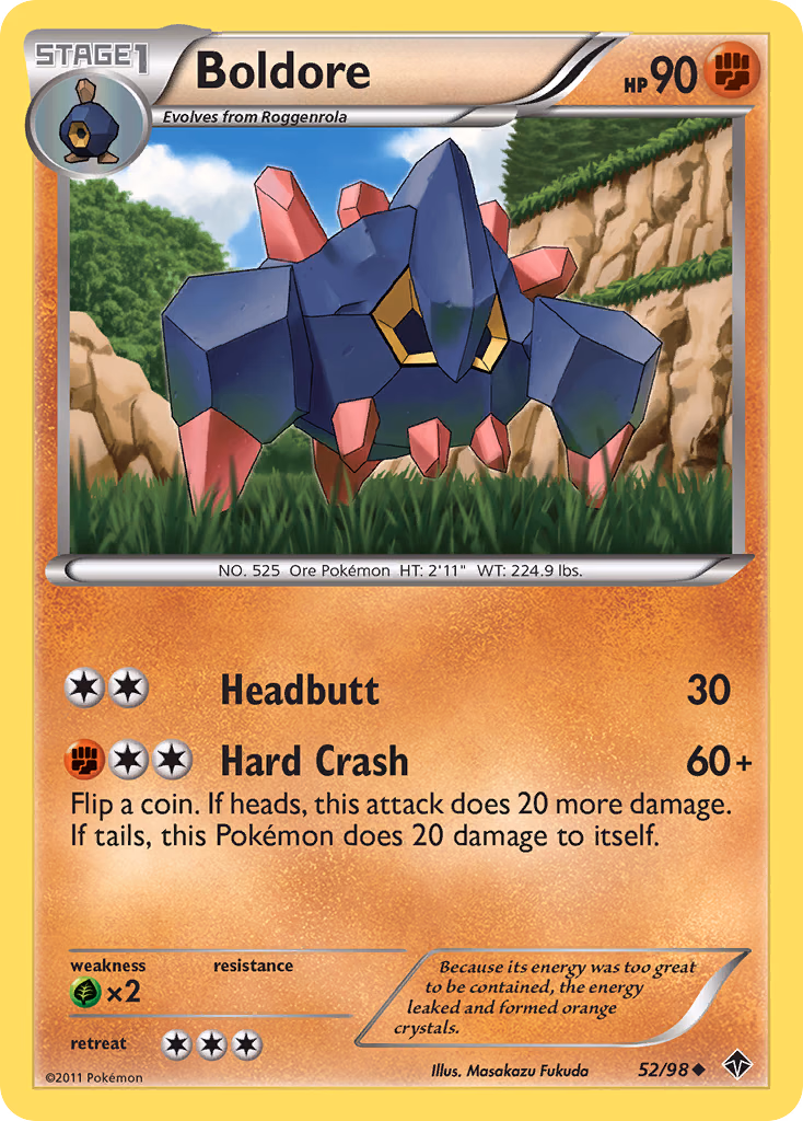 Boldore Pokemon card (52/98, Emerging Powers)